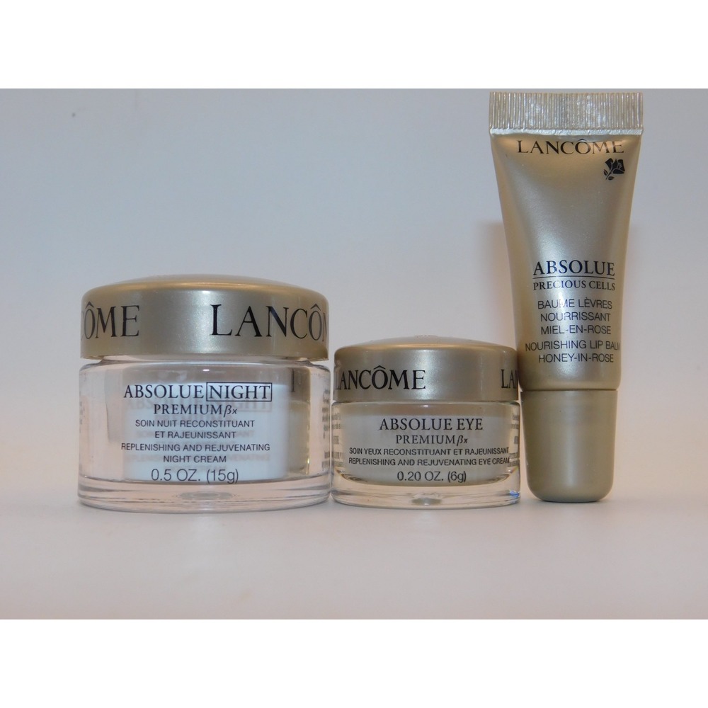 Set of 3 Lancome Absolue NightCream-Eye Cream-Precious Cells Lip Balm